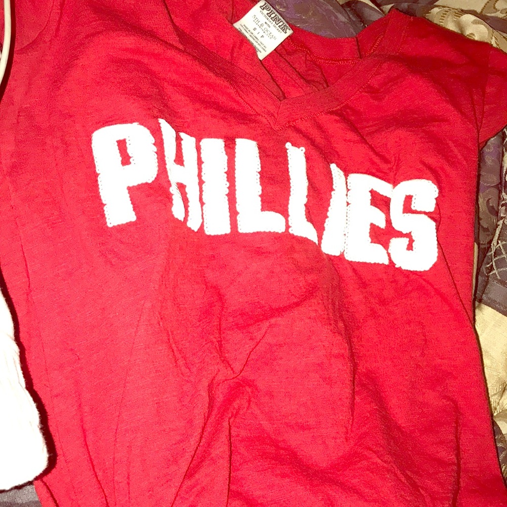 VS Pink Phillies Vneck Sequins Shirt